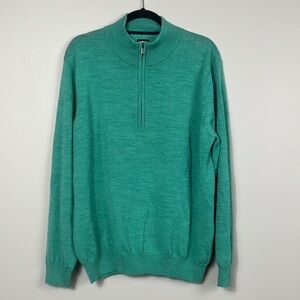 NWT FootJoy Merino‎ 1/2 Zip Sweater in Heather Green / SZ L